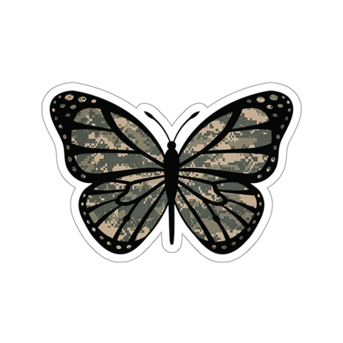 Camo Butterfly Kiss-Cut Stickers for the Army Marine Corps Military Wife Gift