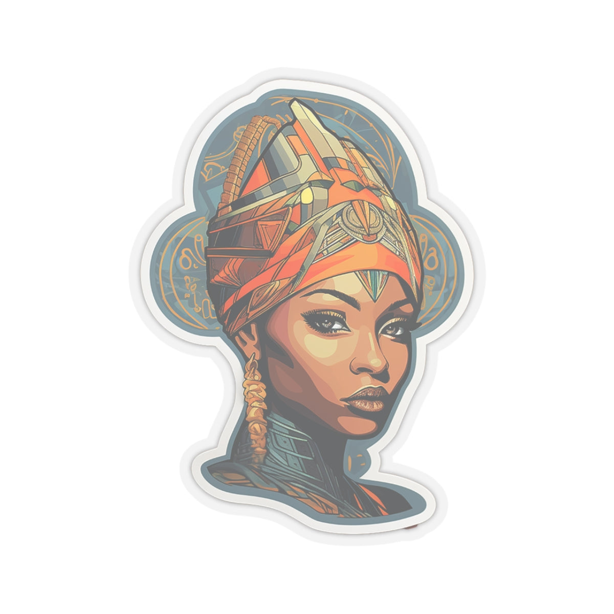 Neo Traditional Style African American Black Nubian Queen Kiss-Cut Stickers