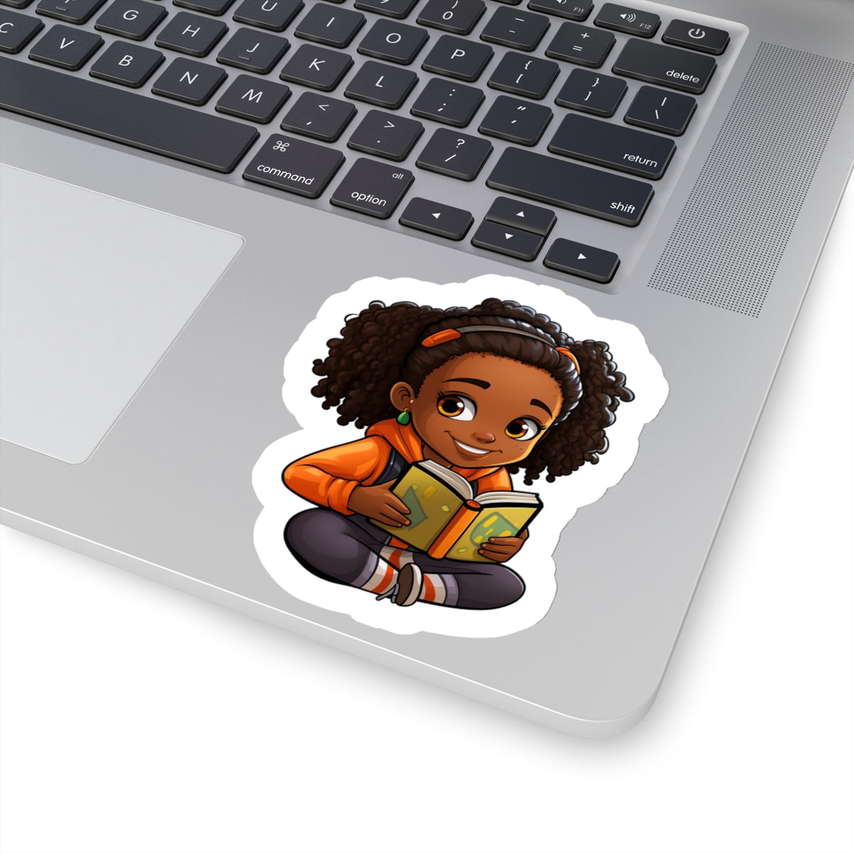 Chibi African American (Black) Book Dragon Power Reader Kiss-Cut Stickers