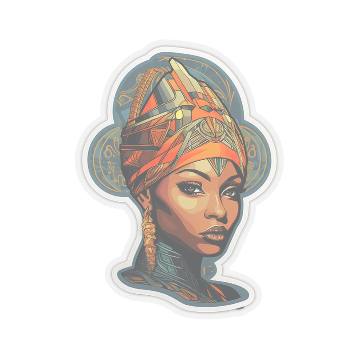 Neo Traditional Style African American Black Nubian Queen Kiss-Cut Stickers