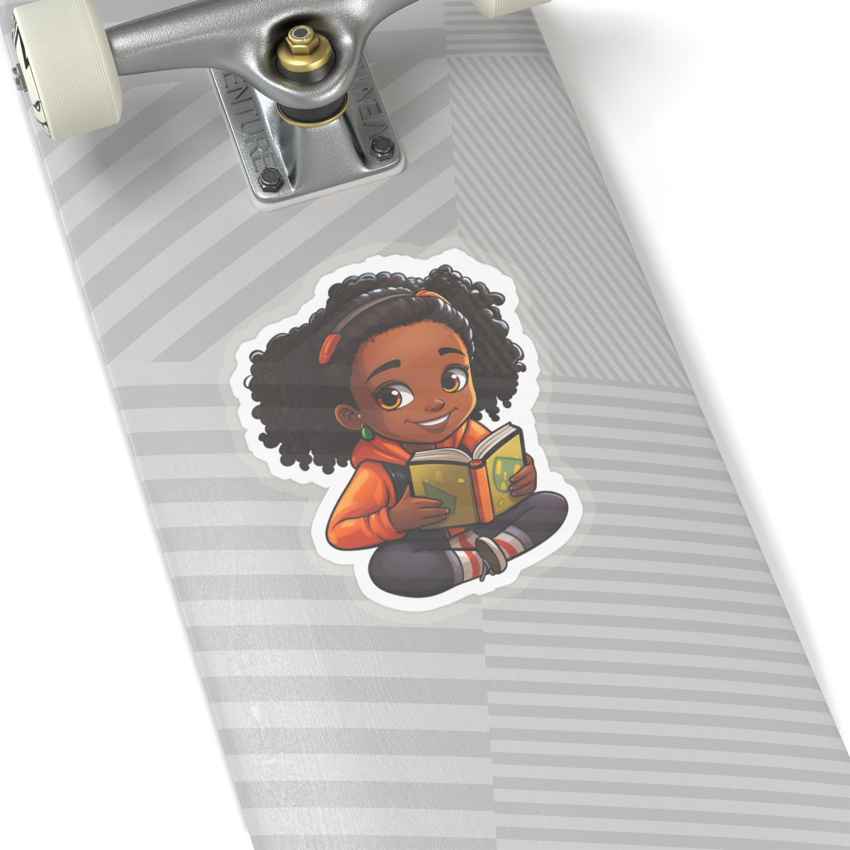 Chibi African American (Black) Book Dragon Power Reader Kiss-Cut Stickers