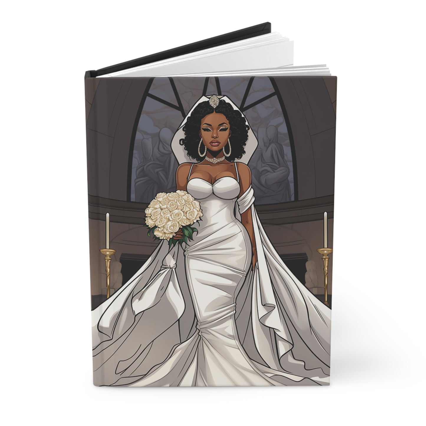 Beautiful Melanated Bride Hardcover Journal Matte
