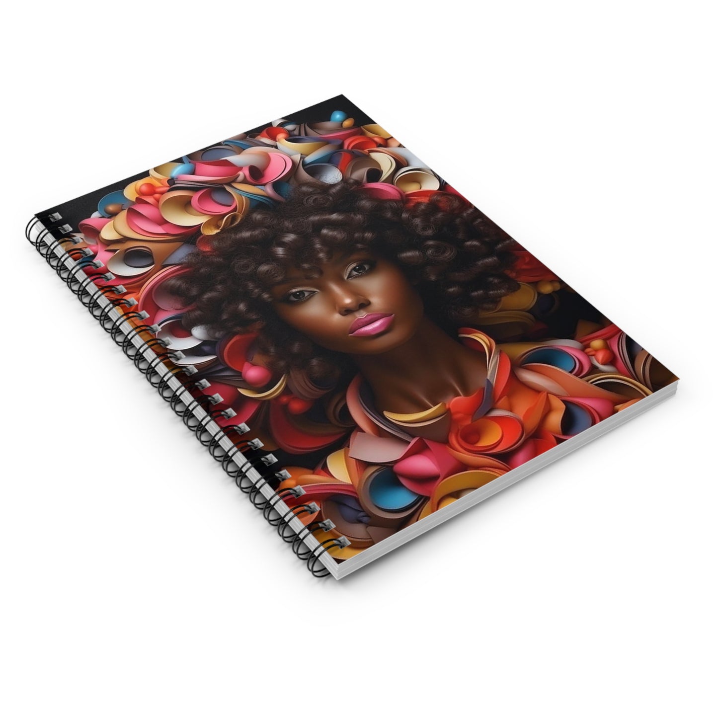 African American Beauty Among Red Flowers Spiral Notebook - Ruled Line