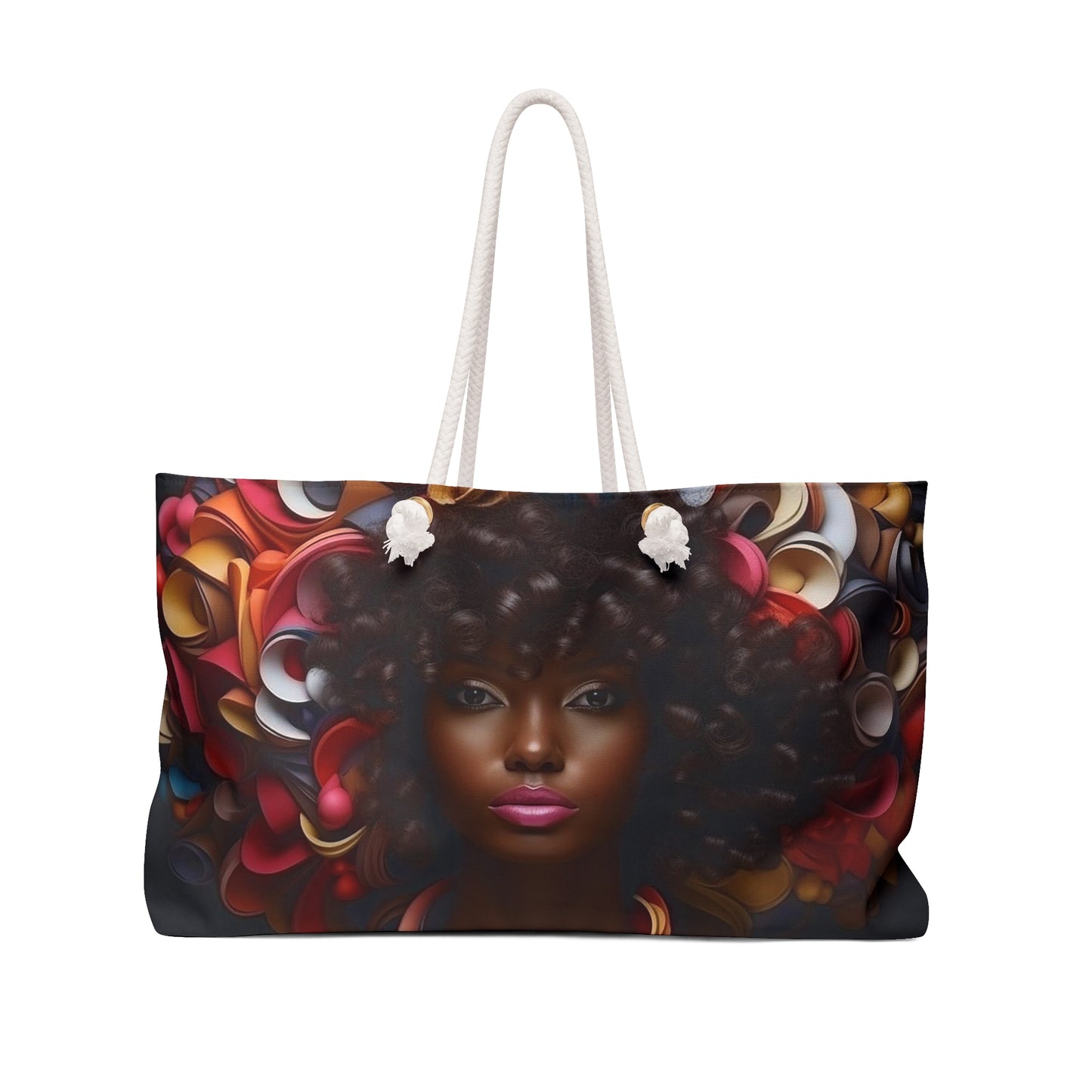 African American Beauty Among Red Flowers Beach, Honeymoon, Weekender Tote Bag