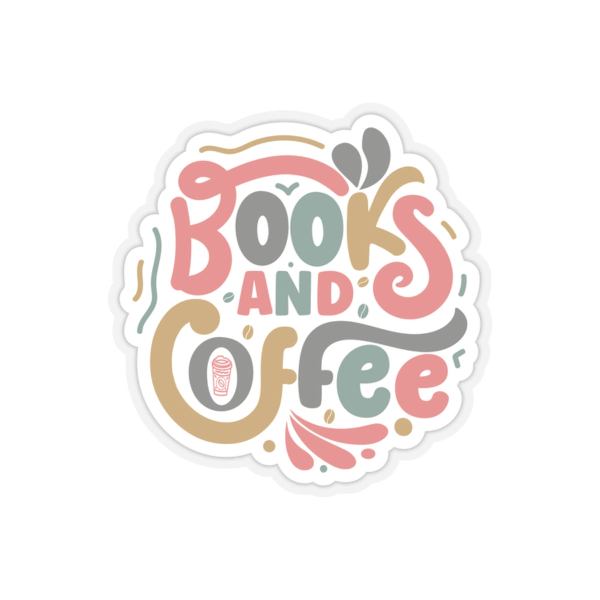 Books and Coffee Kiss-Cut Stickers