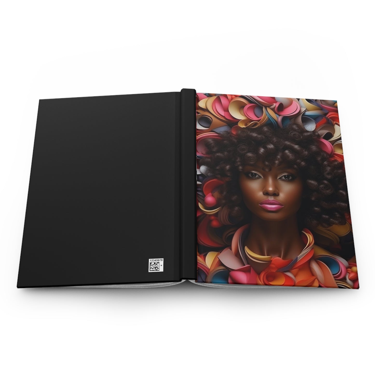 African American Woman Among Red, Yellow and Blue Flowers Hardcover Journal Matte