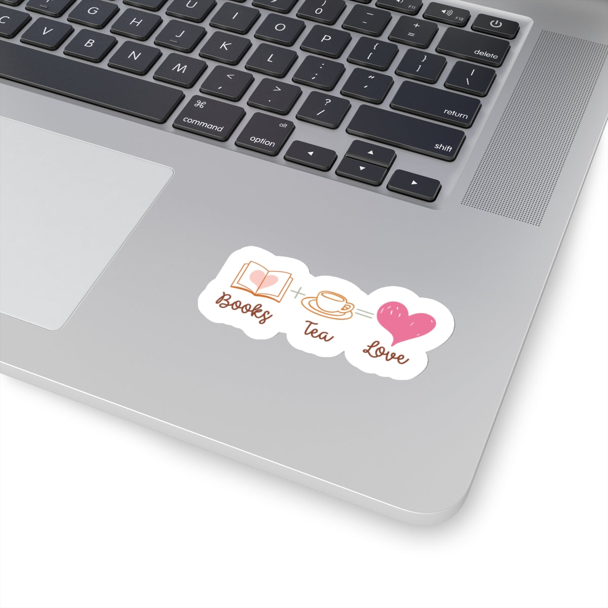 Books + Tea = Love (Books Plus Tea Equals Love) Book Lovers Kiss-Cut Stickers