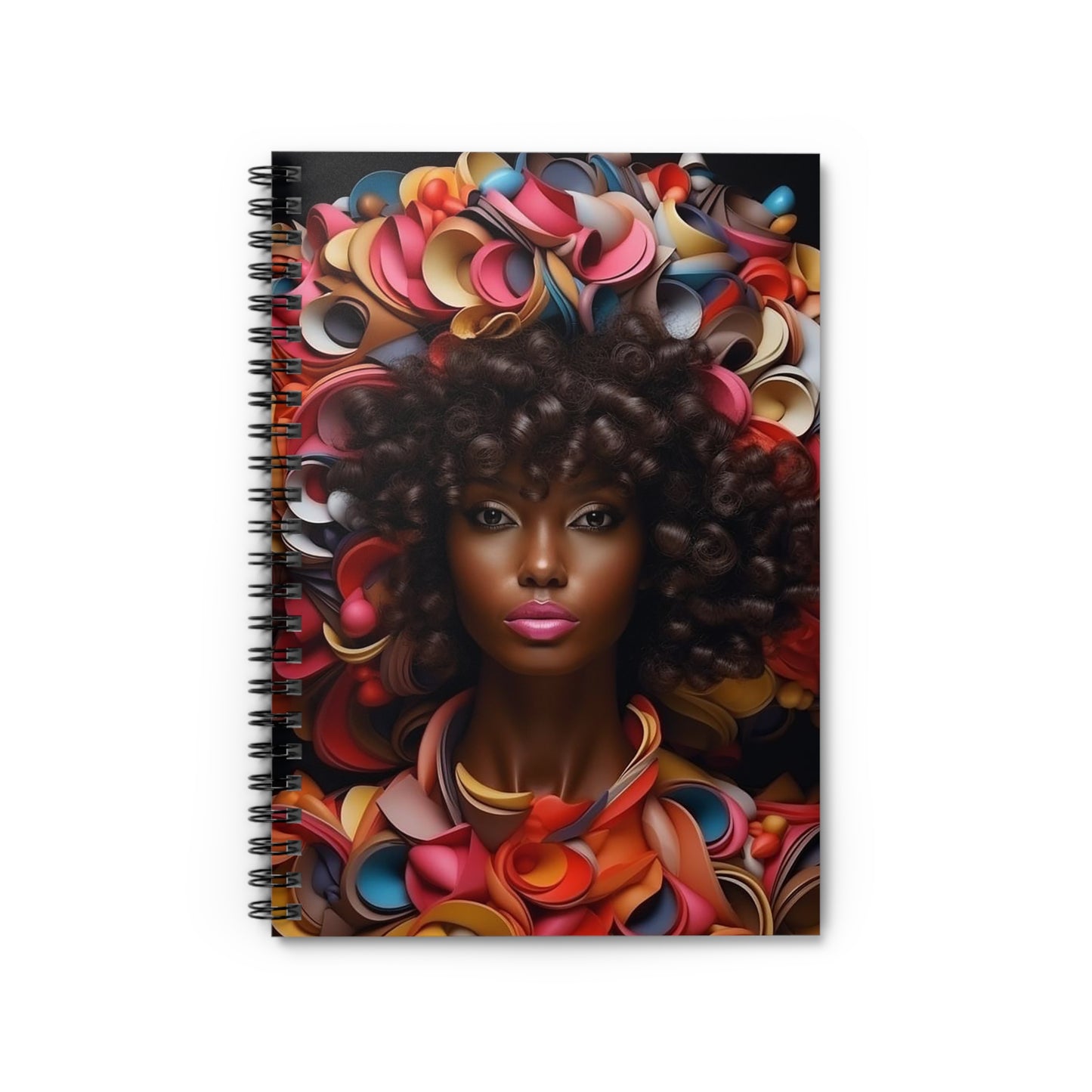 African American Beauty Among Red Flowers Spiral Notebook - Ruled Line