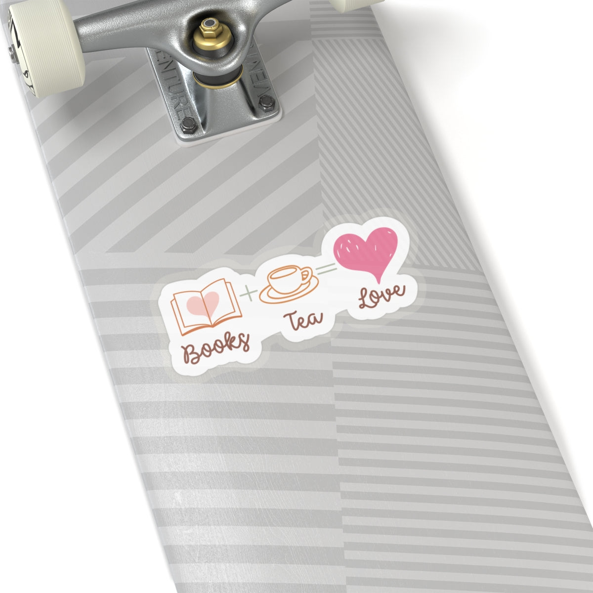 Books + Tea = Love (Books Plus Tea Equals Love) Book Lovers Kiss-Cut Stickers