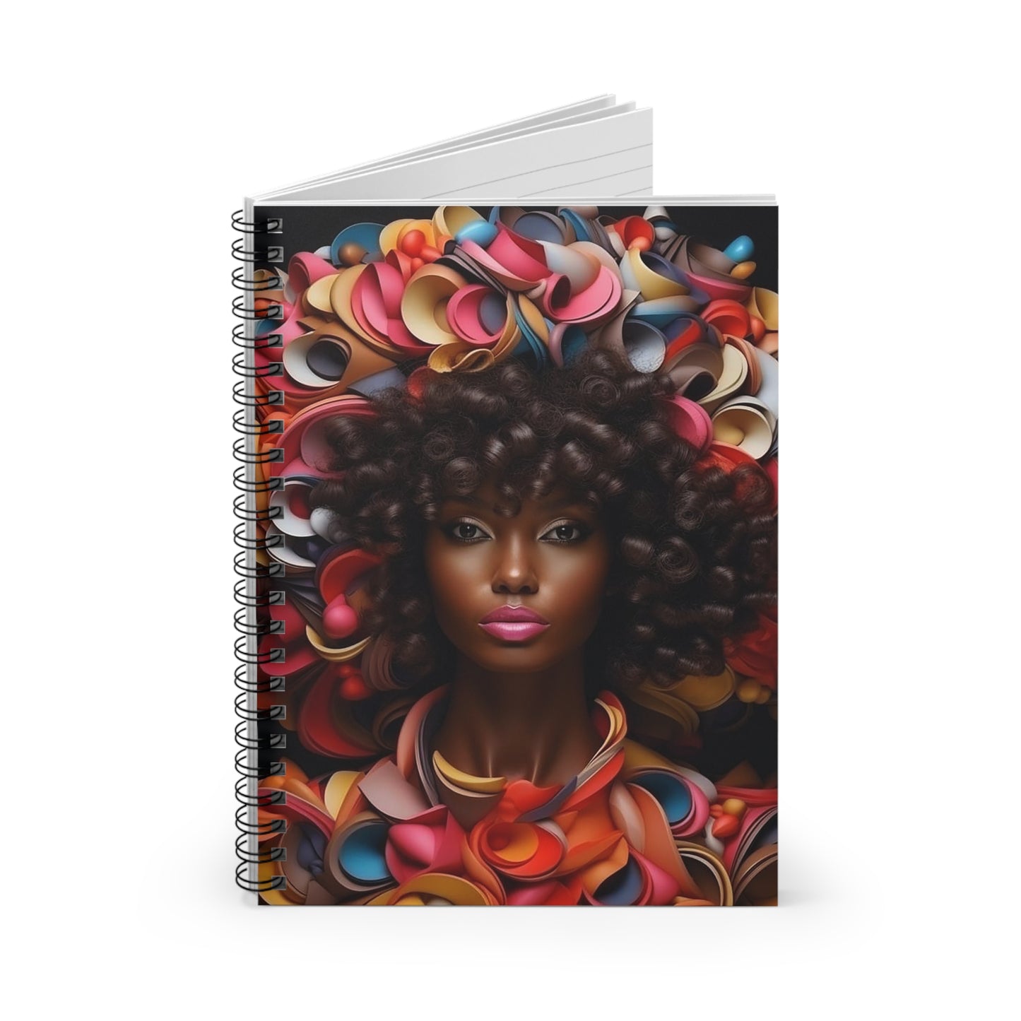 African American Beauty Among Red Flowers Spiral Notebook - Ruled Line