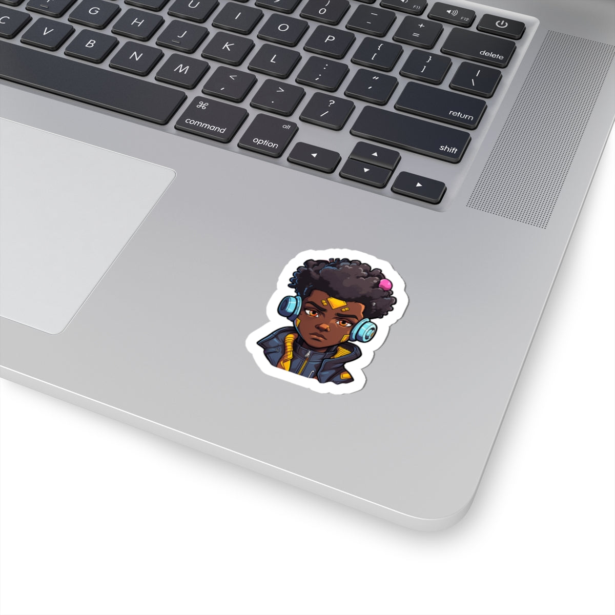 Kawaii Anime Style African American Young Man Boy with Headphones Kiss-Cut Stickers