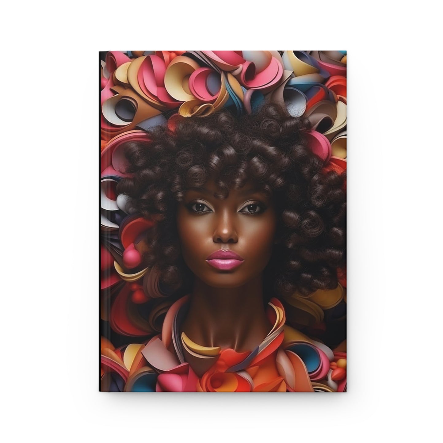 African American Woman Among Red, Yellow and Blue Flowers Hardcover Journal Matte