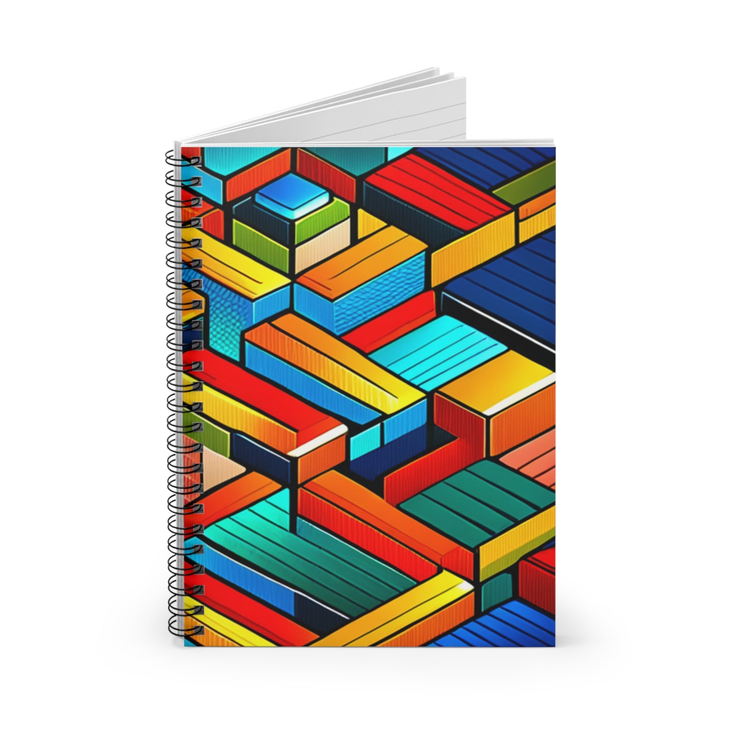 Colorful Levels Spiral Notebook with Ruled Lined pages (red, blue, orange, yellow, green)