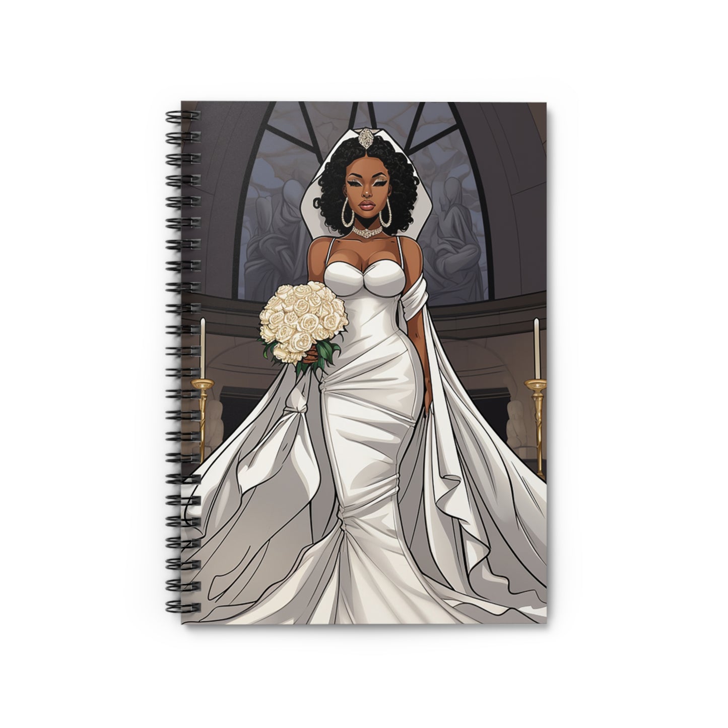 Beautiful Melanated Bride Spiral Notebook - Ruled Line