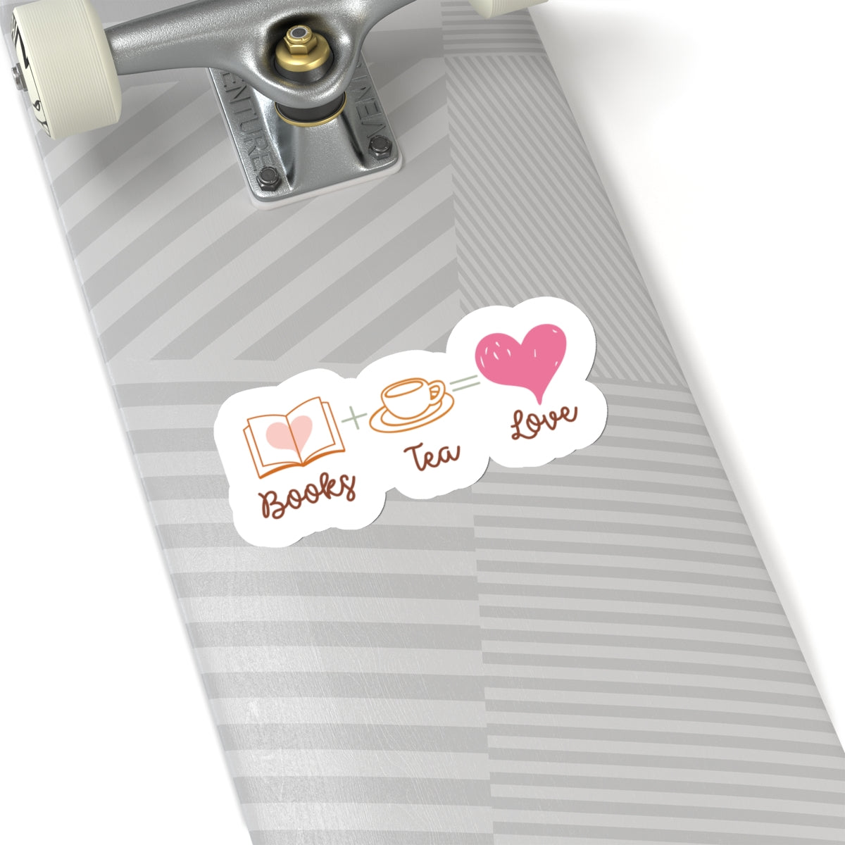 Books + Tea = Love (Books Plus Tea Equals Love) Book Lovers Kiss-Cut Stickers