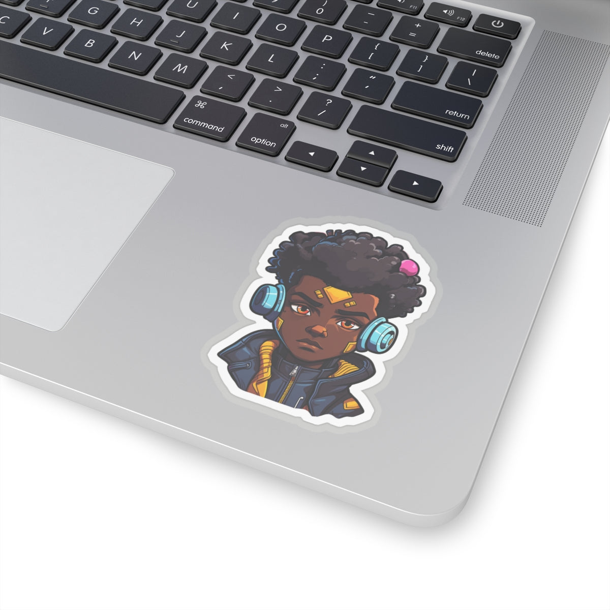 Kawaii Anime Style African American Young Man Boy with Headphones Kiss-Cut Stickers