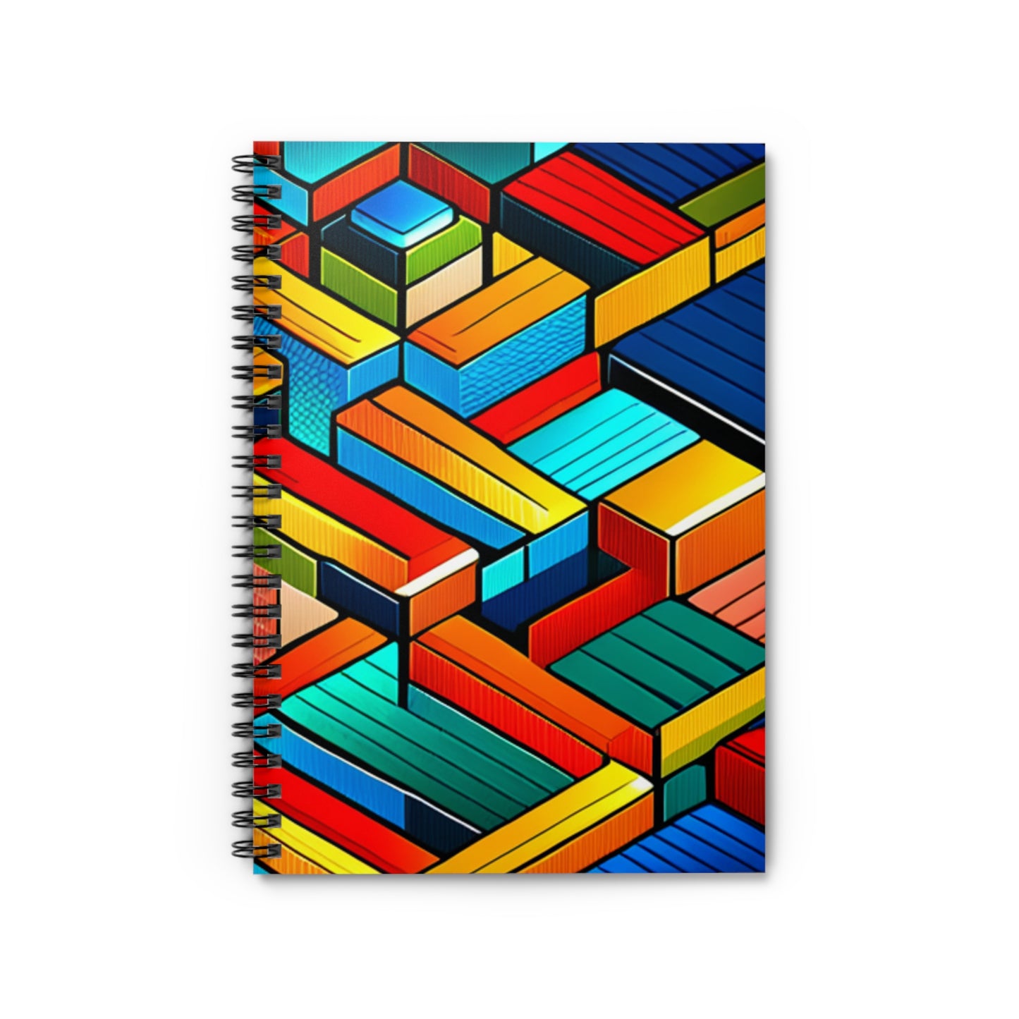 Colorful Levels Spiral Notebook with Ruled Lined pages (red, blue, orange, yellow, green)
