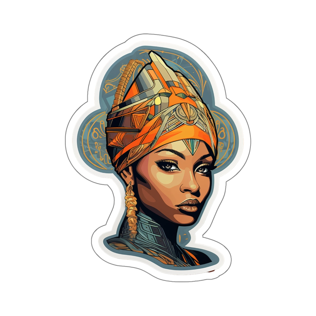 Neo Traditional Style African American Black Nubian Queen Kiss-Cut Stickers