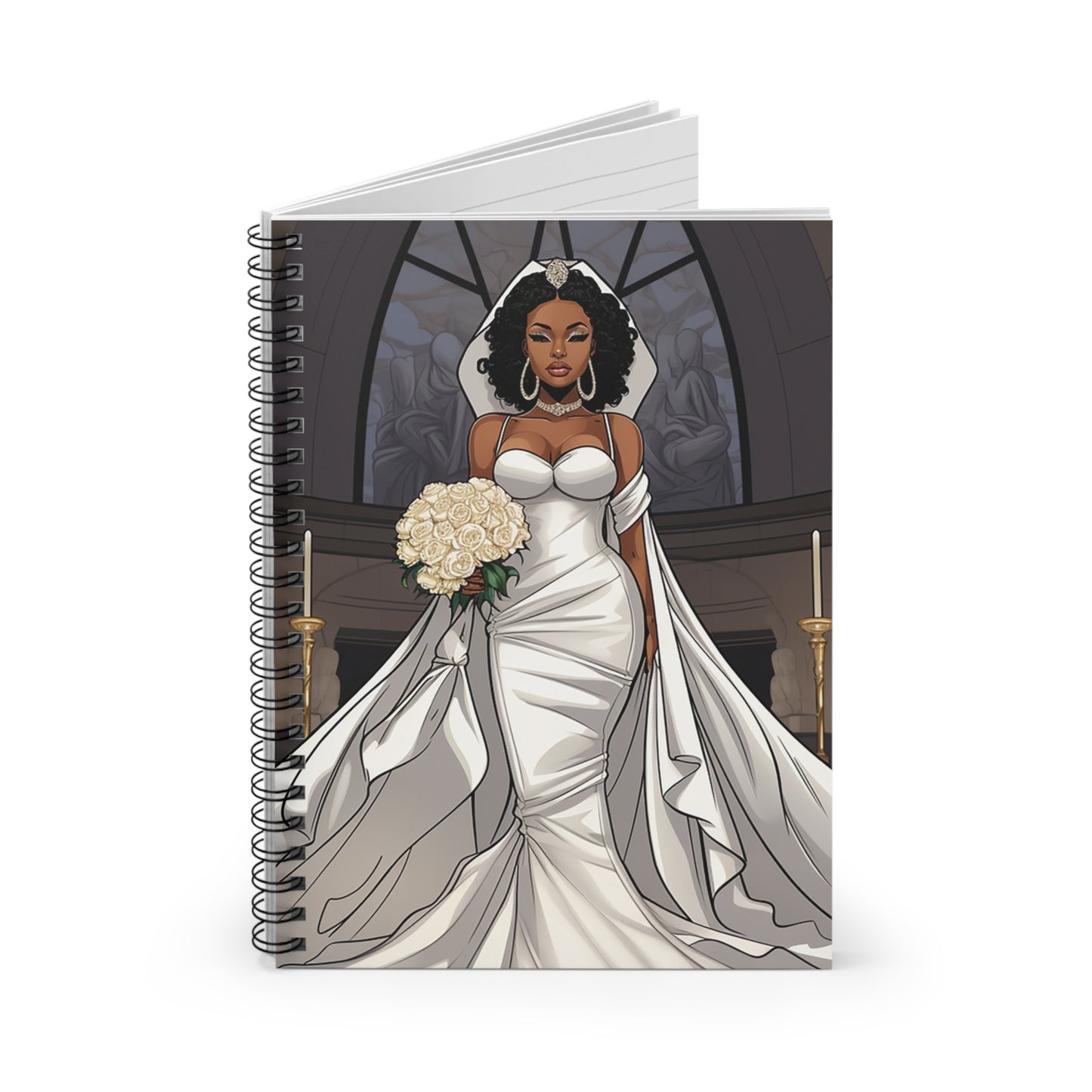 Beautiful Melanated Bride Spiral Notebook - Ruled Line