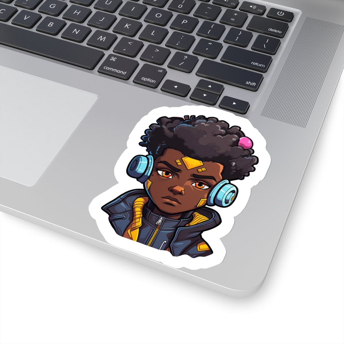 Kawaii Anime Style African American Young Man Boy with Headphones Kiss-Cut Stickers