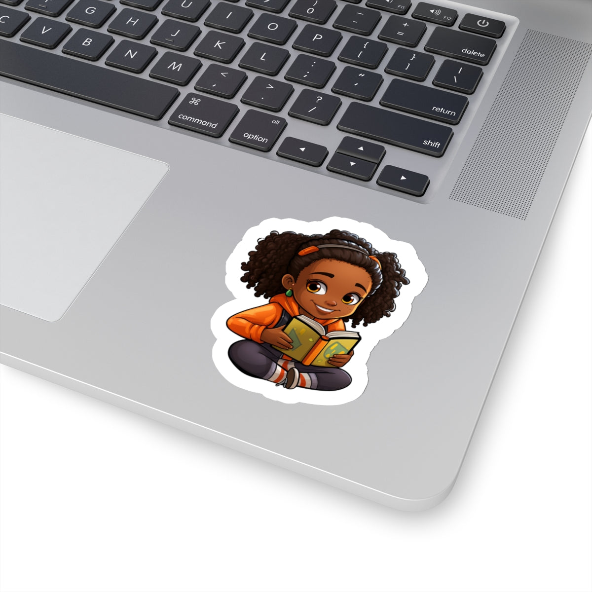 Chibi African American (Black) Book Dragon Power Reader Kiss-Cut Stickers
