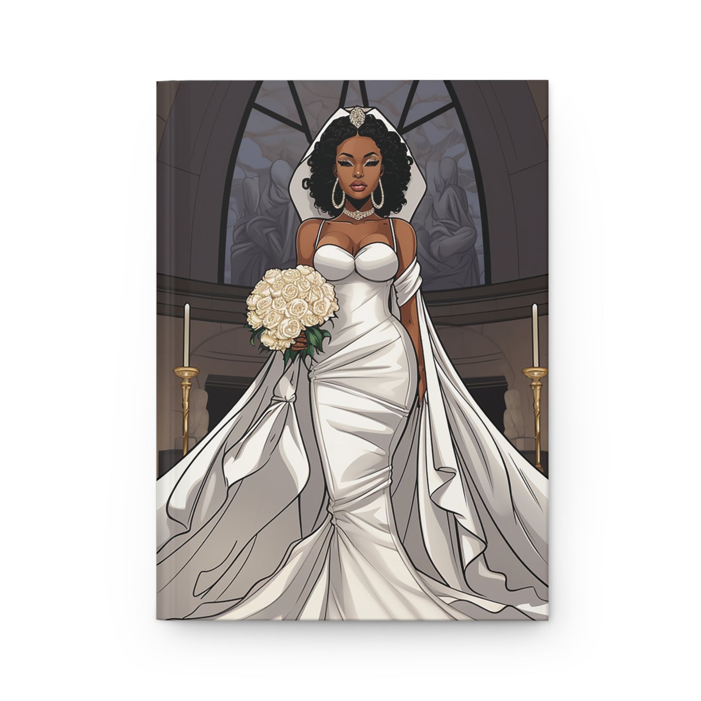 Beautiful Melanated Bride Hardcover Journal Matte