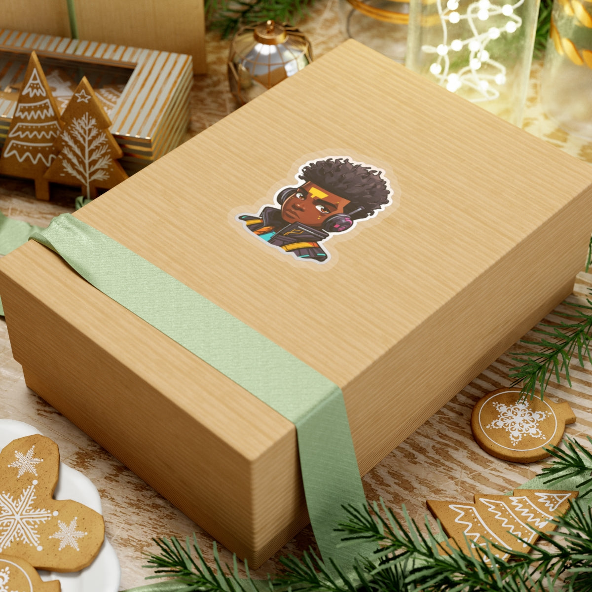 Kawaii Anime Style African American Black Young Man Boy WIth Headphones and Jacket Kiss-Cut Stickers