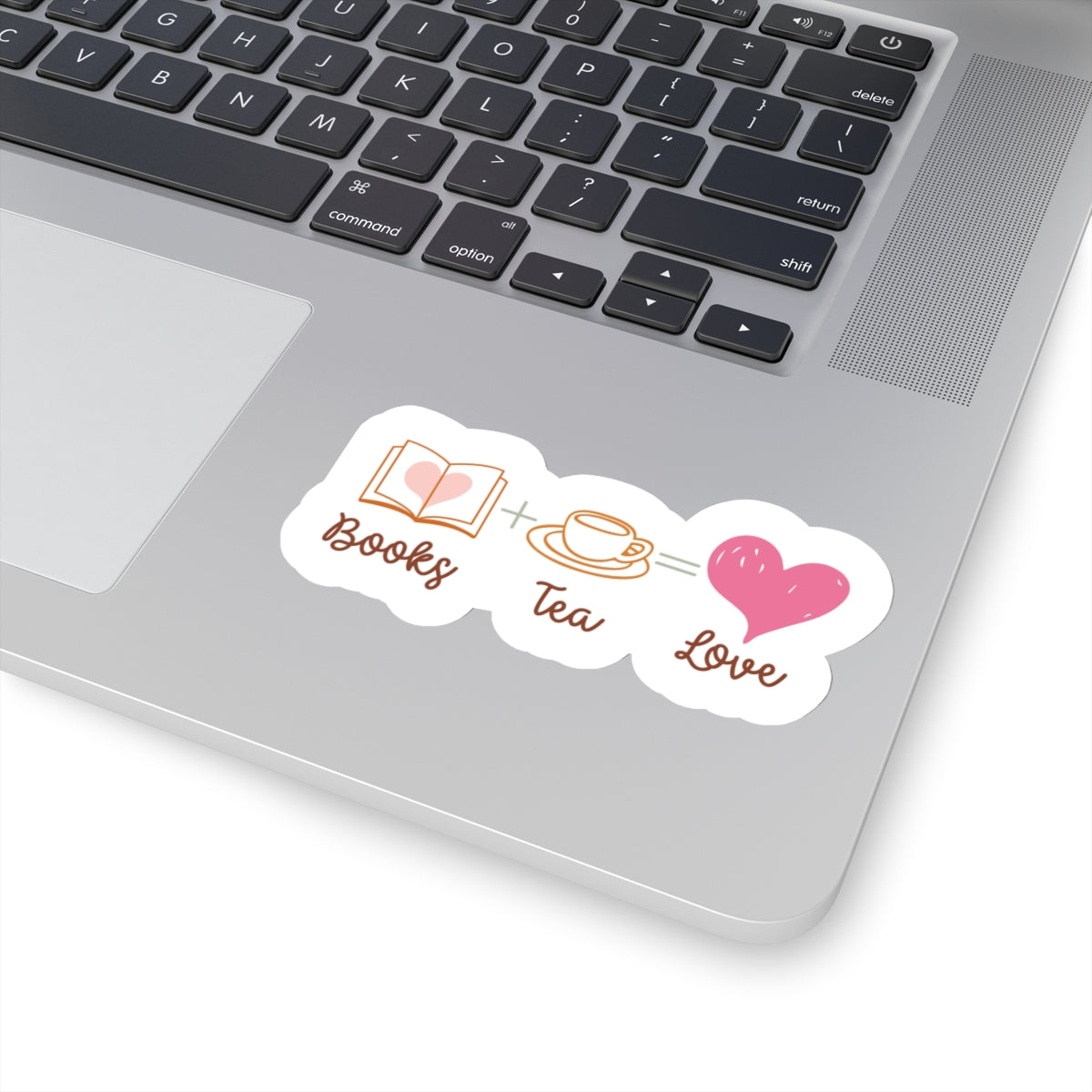 Books + Tea = Love (Books Plus Tea Equals Love) Book Lovers Kiss-Cut Stickers
