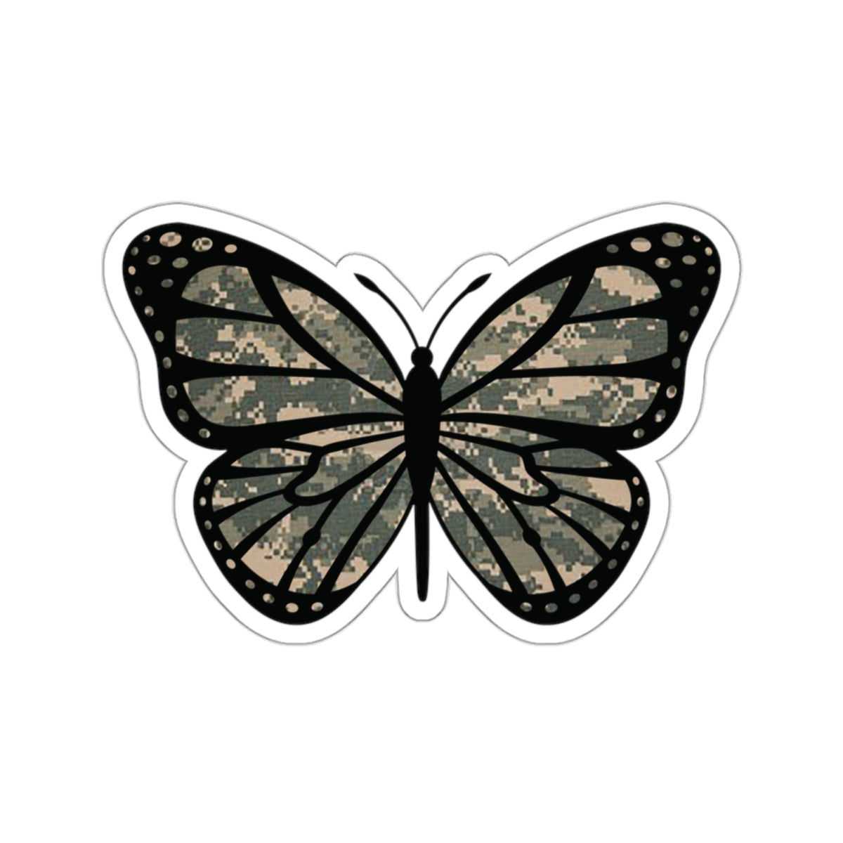 Camo Butterfly Kiss-Cut Stickers for the Army Marine Corps Military Wife Gift