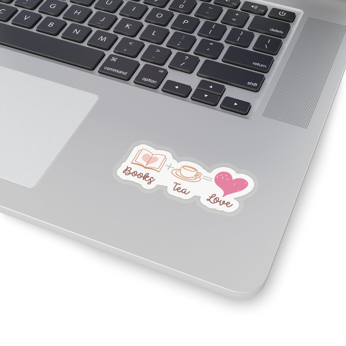 Books + Tea = Love (Books Plus Tea Equals Love) Book Lovers Kiss-Cut Stickers