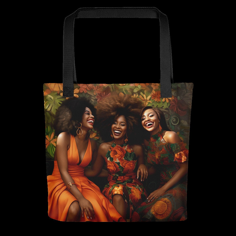 Three Happy Sister Friends Reunion in Orange Tones Tote Bag