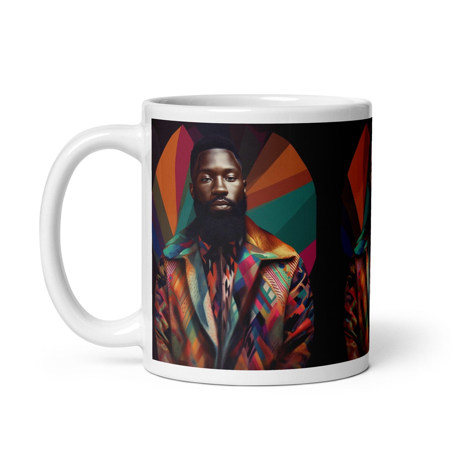 Handsome African American (Black) Man on White glossy mug