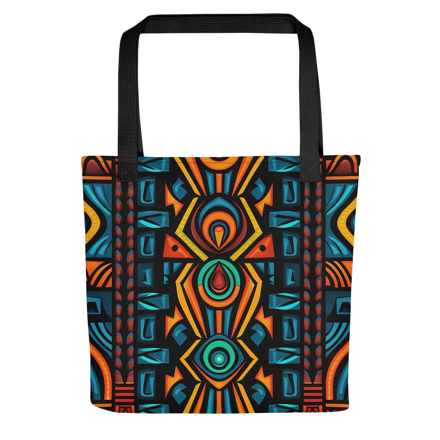African Print Design Orange Gold Green Tote bag Culture Shopping Bag