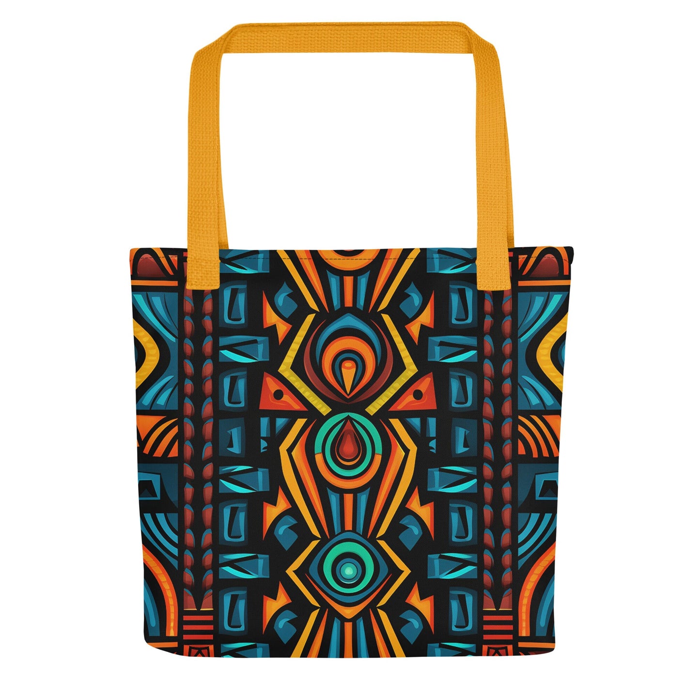 African Print Design Orange Gold Green Tote bag Culture Shopping Bag