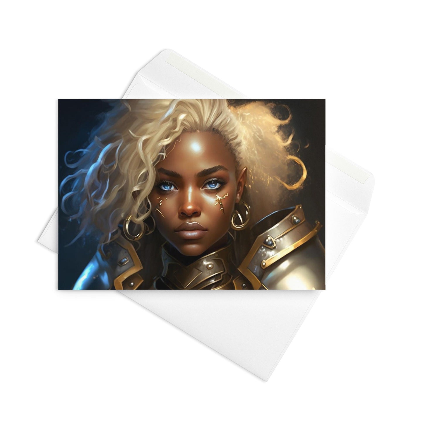 Golden Black African American Warrior Woman Greeting card Blank Inside No Verse Inside Greeting Card