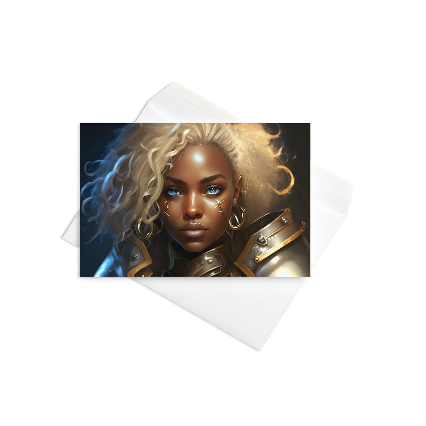 Golden Black African American Warrior Woman Greeting card Blank Inside No Verse Inside Greeting Card