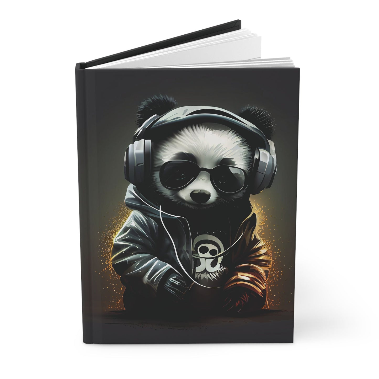 DJ Panda Rocking Out With Headphone On the Cover of This Hardcover Journal Matte