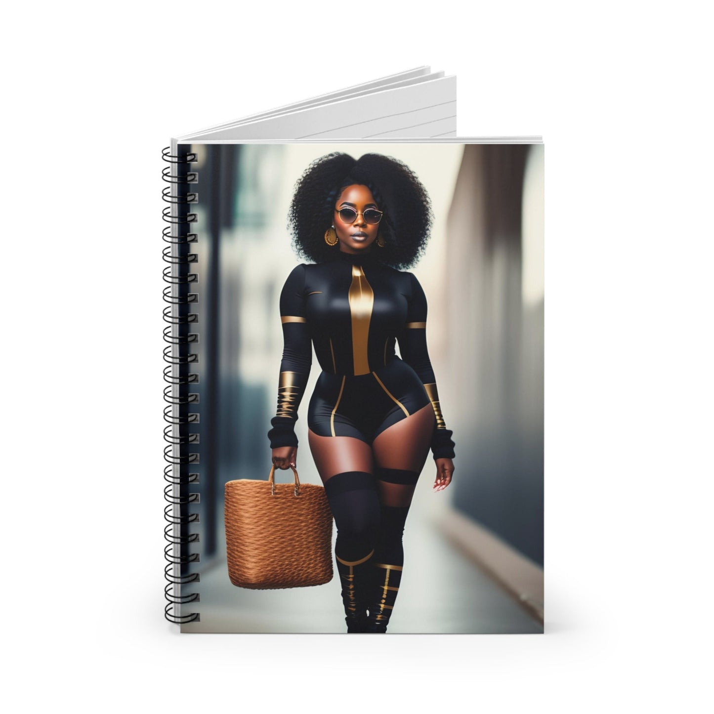 Strong African American Woman Superhero Spiral Notebook - Ruled Line