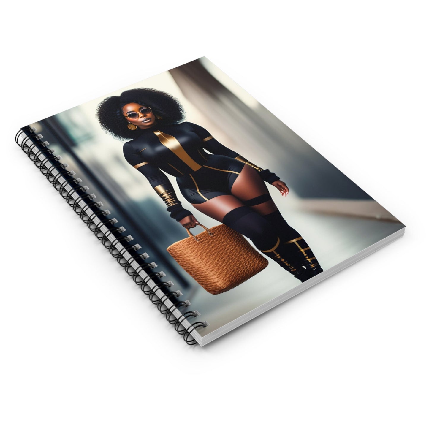 Strong African American Woman Superhero Spiral Notebook - Ruled Line