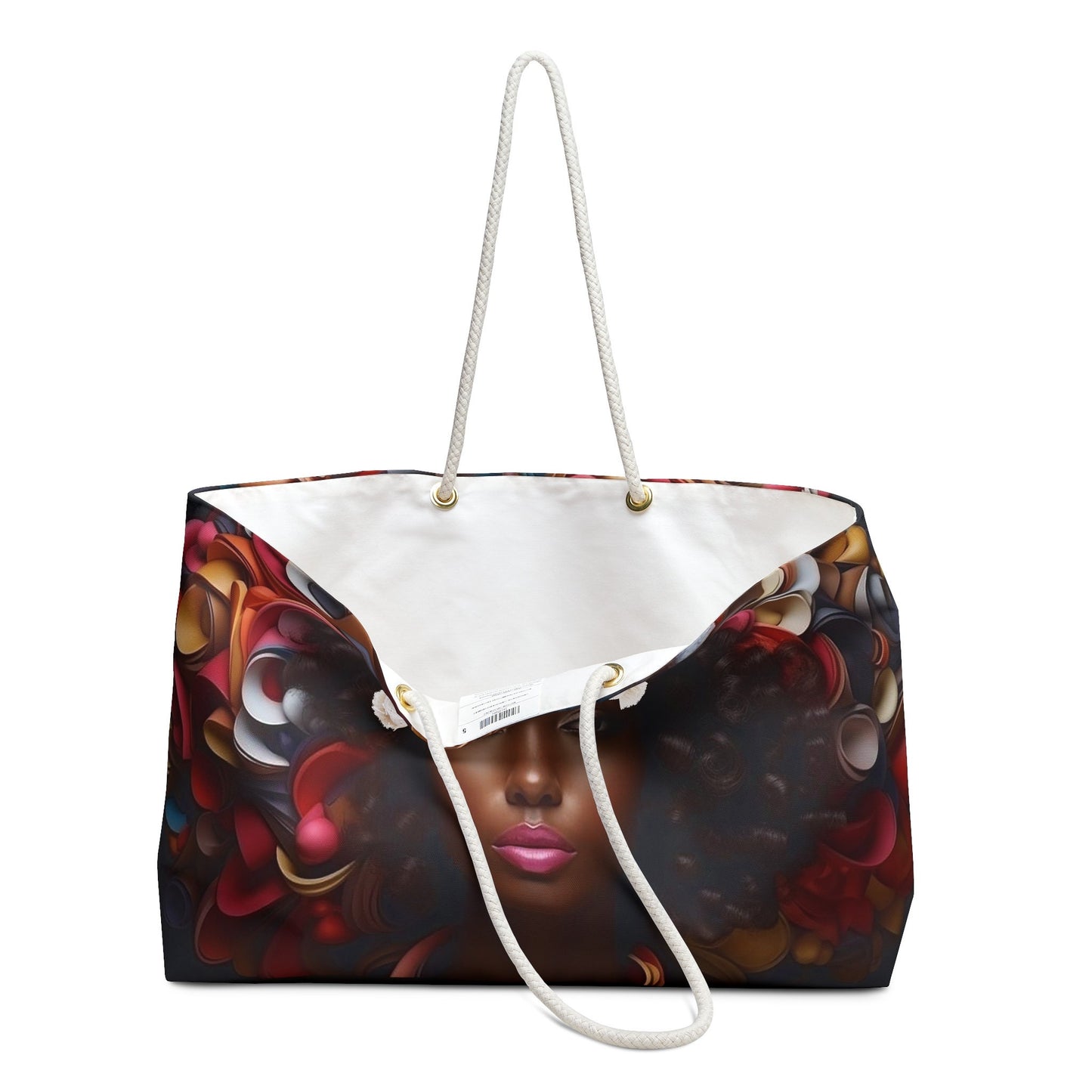 African American Beauty Among Red Flowers Weekender Tote Bag