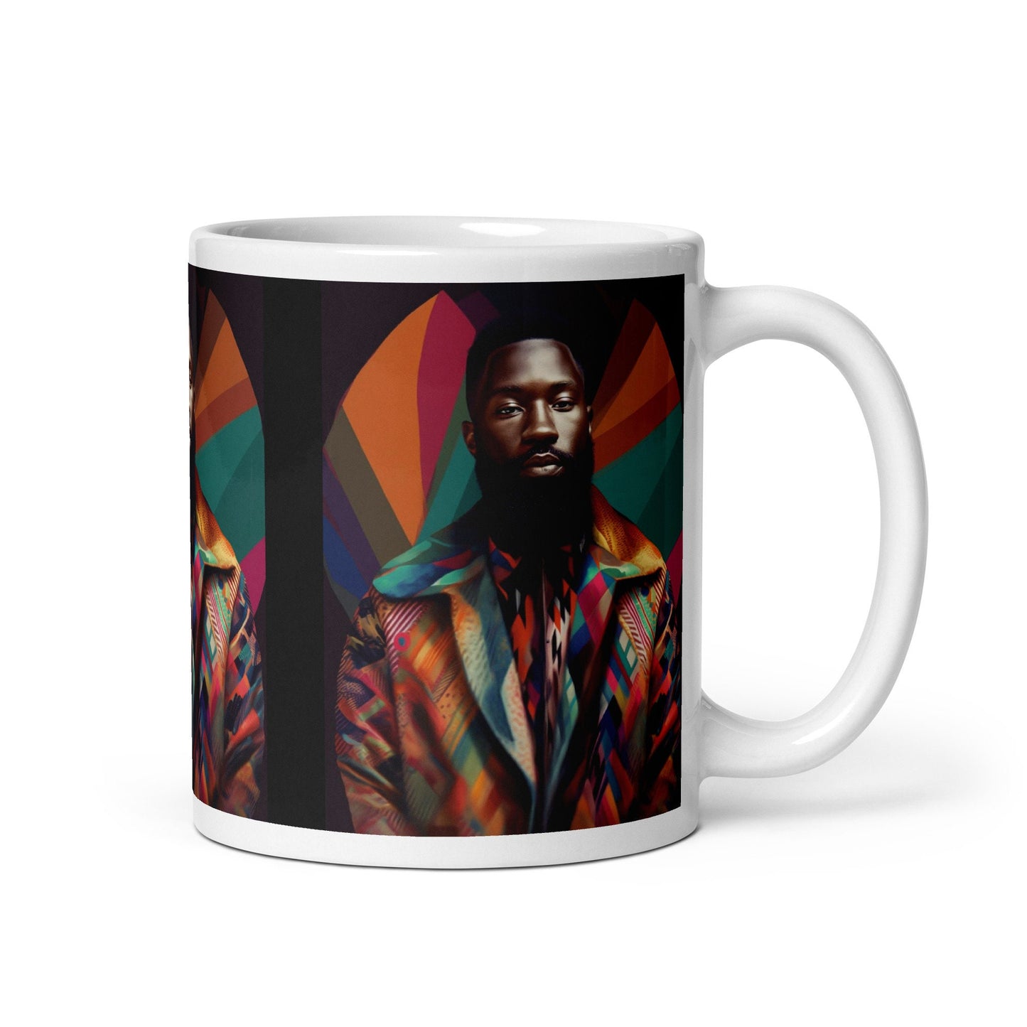 Handsome African American (Black) Man on White glossy mug