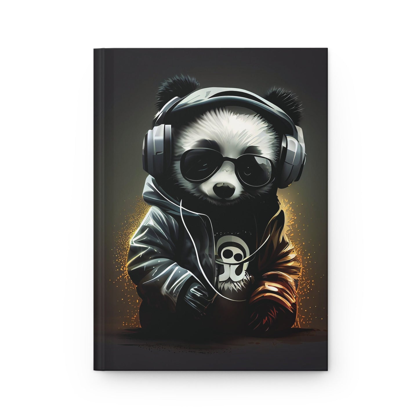 DJ Panda Rocking Out With Headphone On the Cover of This Hardcover Journal Matte
