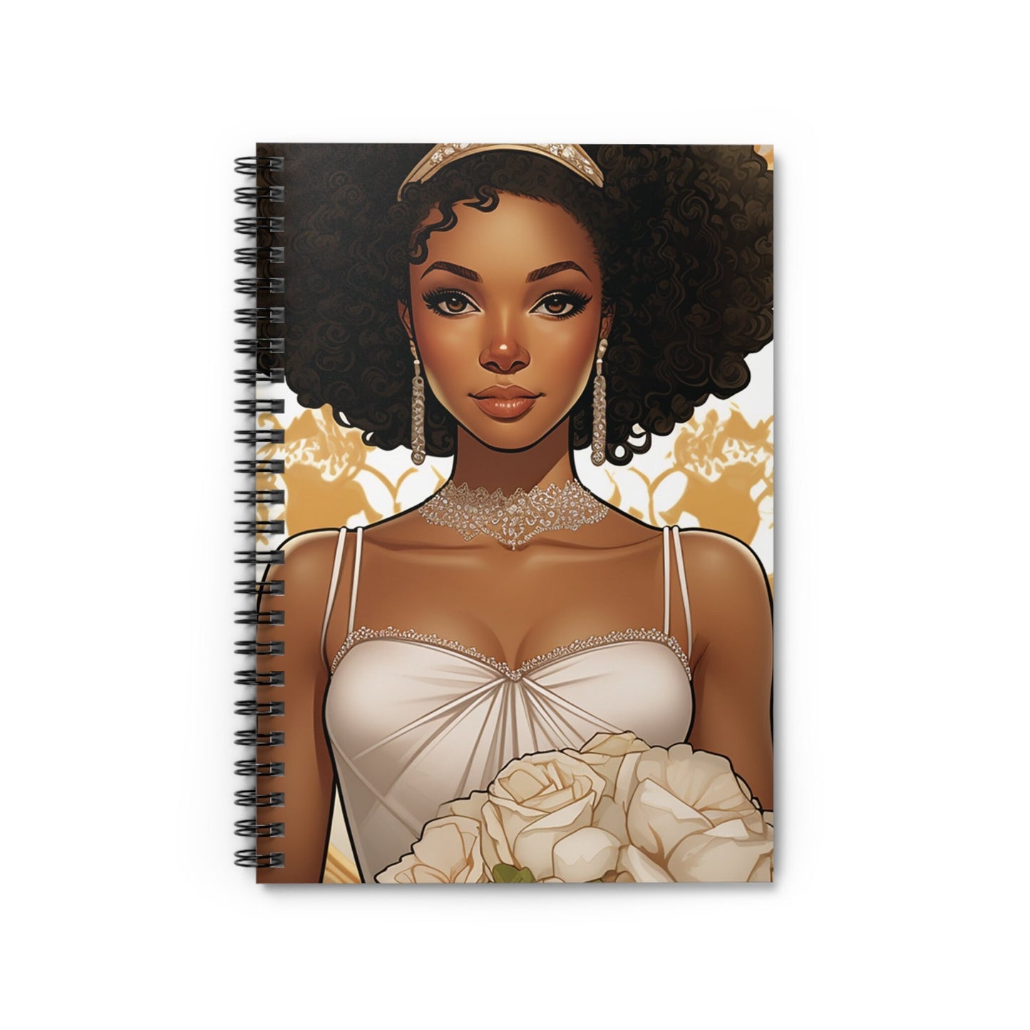 African American (Black) Bride Selfie Spiral Notebook - Ruled Line
