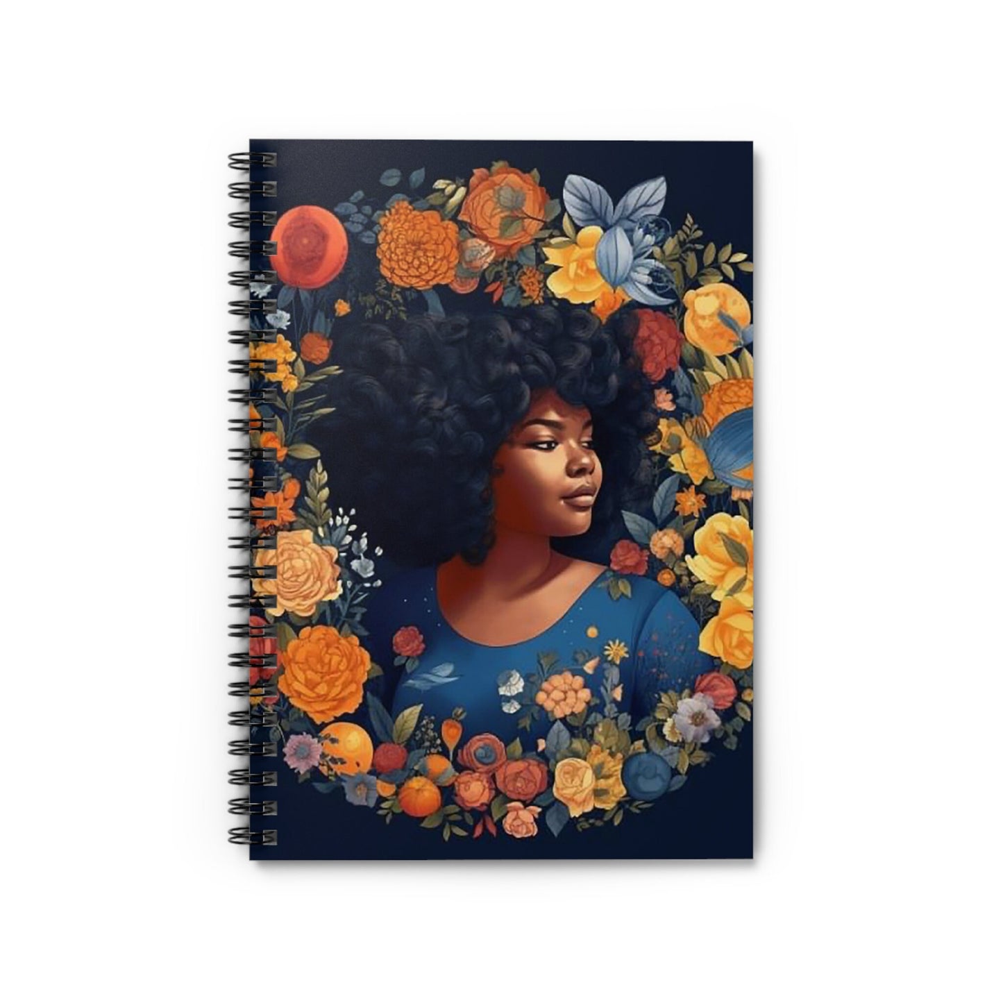 African American Women in Flower Wreath Spiral Notebook - Ruled Line