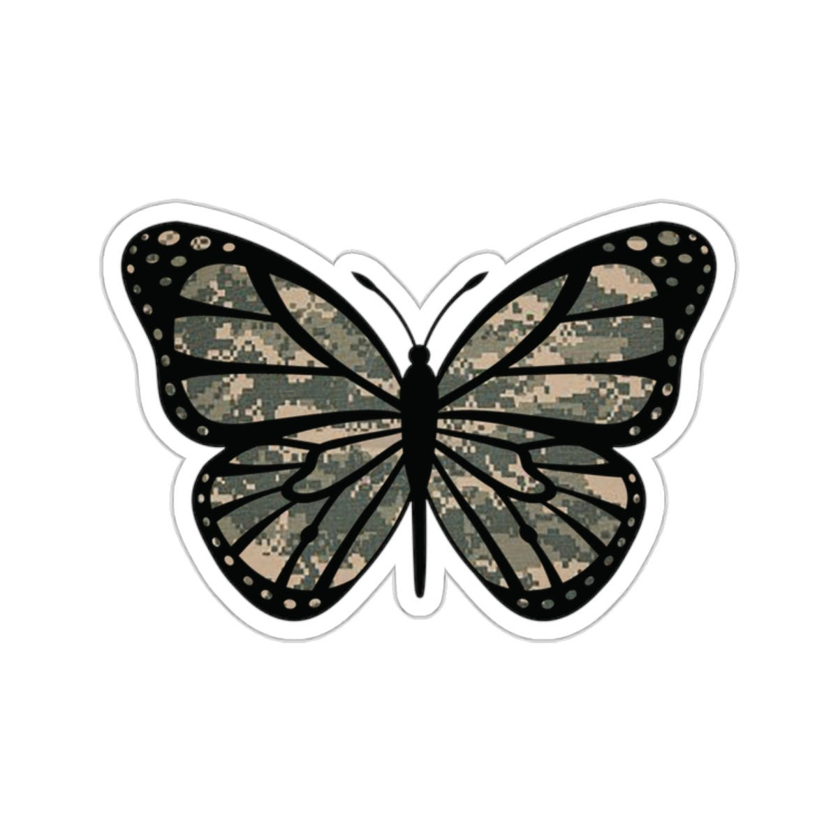 Camo Butterfly Kiss-Cut Stickers for the Army Marine Corps Military Wife Gift