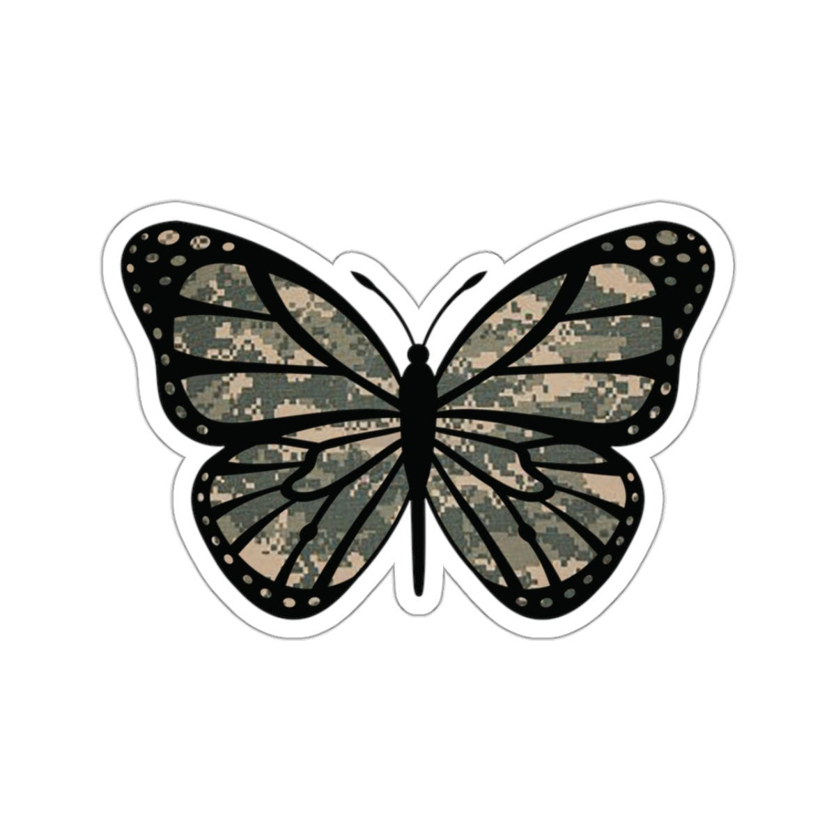 Camo Butterfly Kiss-Cut Stickers for the Army Marine Corps Military Wife Gift