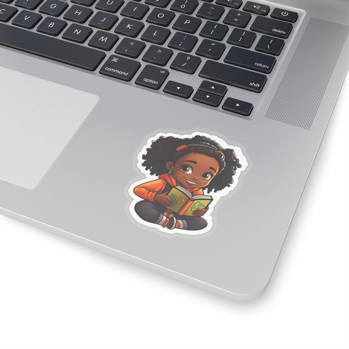 Chibi African American (Black) Book Dragon Power Reader Kiss-Cut Stickers