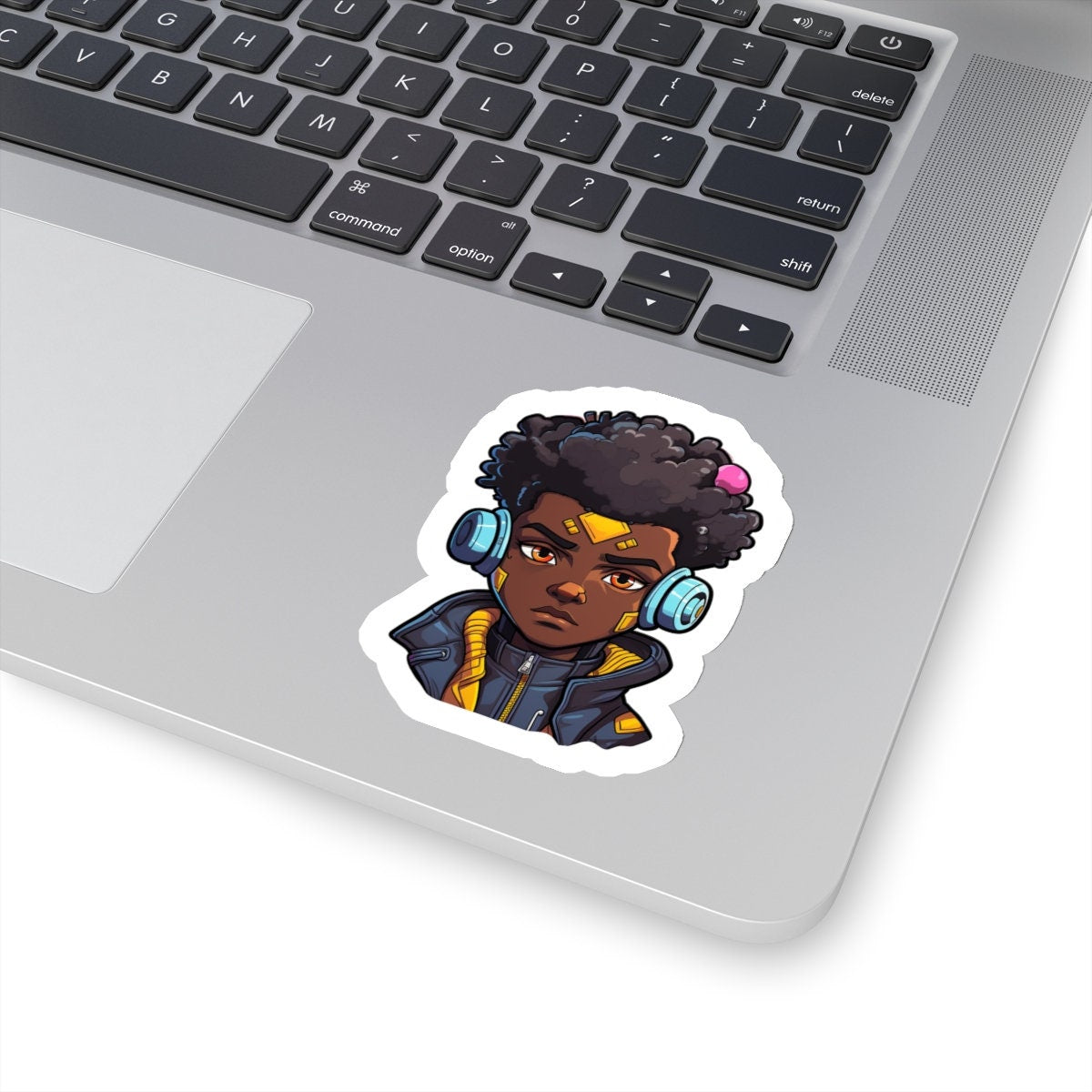 Kawaii Anime Style African American Young Man Boy with Headphones Kiss-Cut Stickers