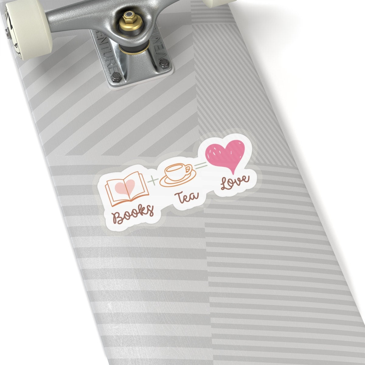 Books + Tea = Love (Books Plus Tea Equals Love) Book Lovers Kiss-Cut Stickers