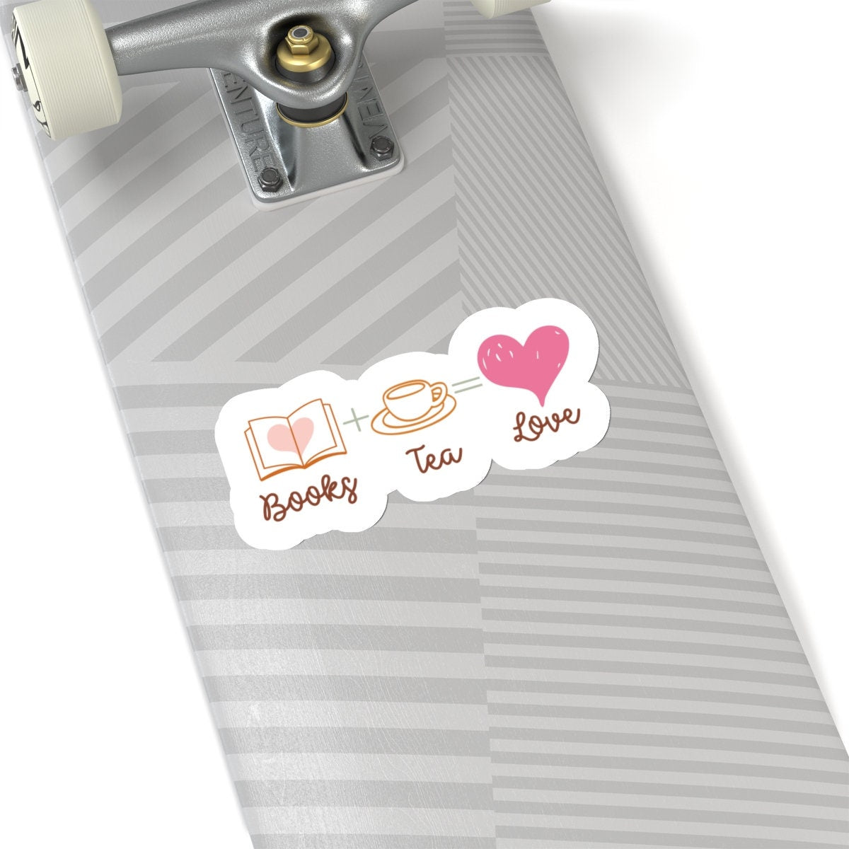Books + Tea = Love (Books Plus Tea Equals Love) Book Lovers Kiss-Cut Stickers
